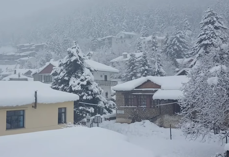 Φανταστικές εικόνες! Η Ελάτη Τρικάλων «πνιγμένη» στα χιόνια (Vid)